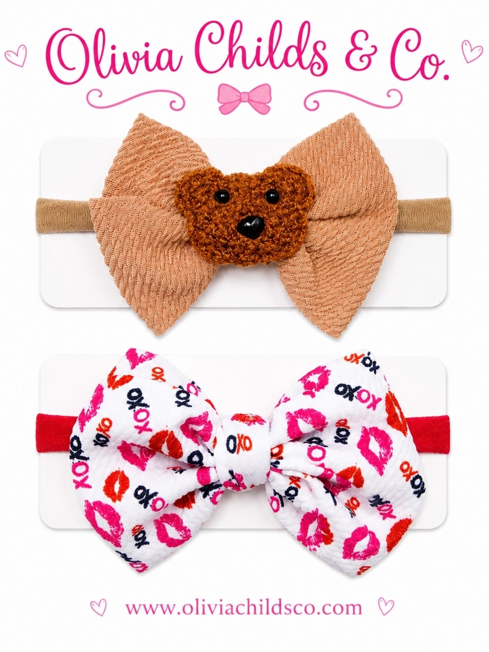 New w/o Tags Infant/Baby Headbands Handmade- Teddy Bear, XOXO